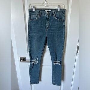 Topshop Distressed Denim Skinny Jeans, Sz 32/32